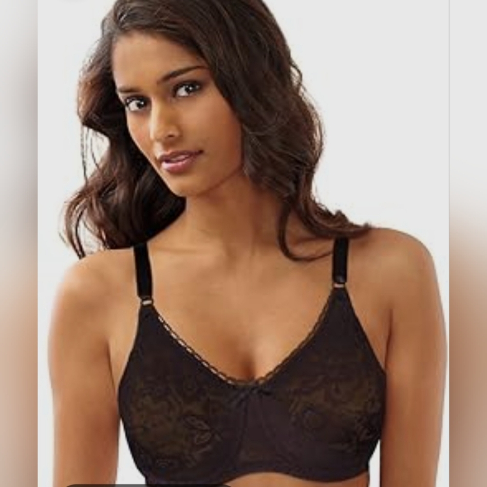 NWT Bali Black Lace N' Smooth Underwire Bra Size 36C